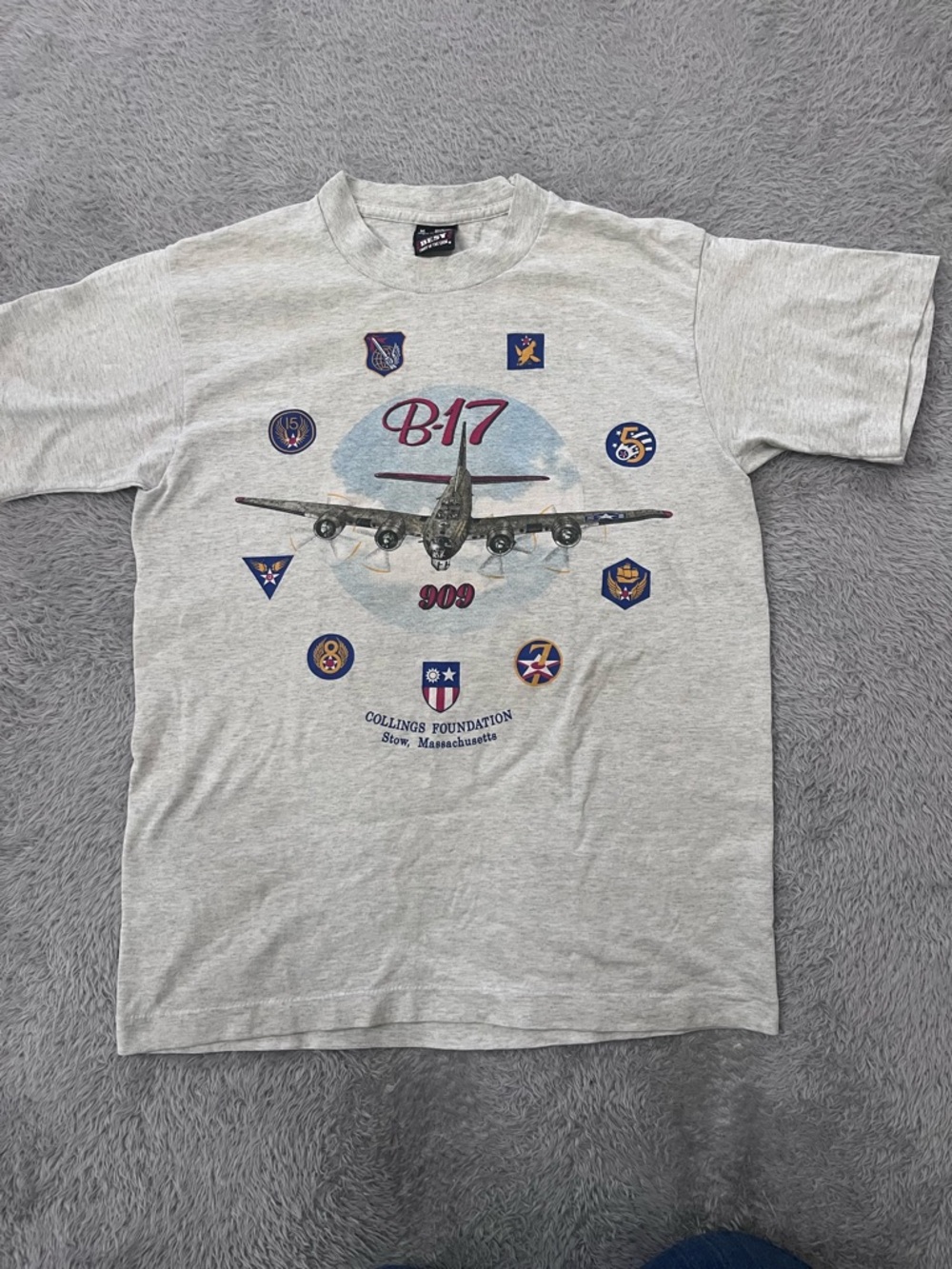 Fruit of the Loom Light Gray B-17 Graphic Short Sleeve Tee vintage single stitch